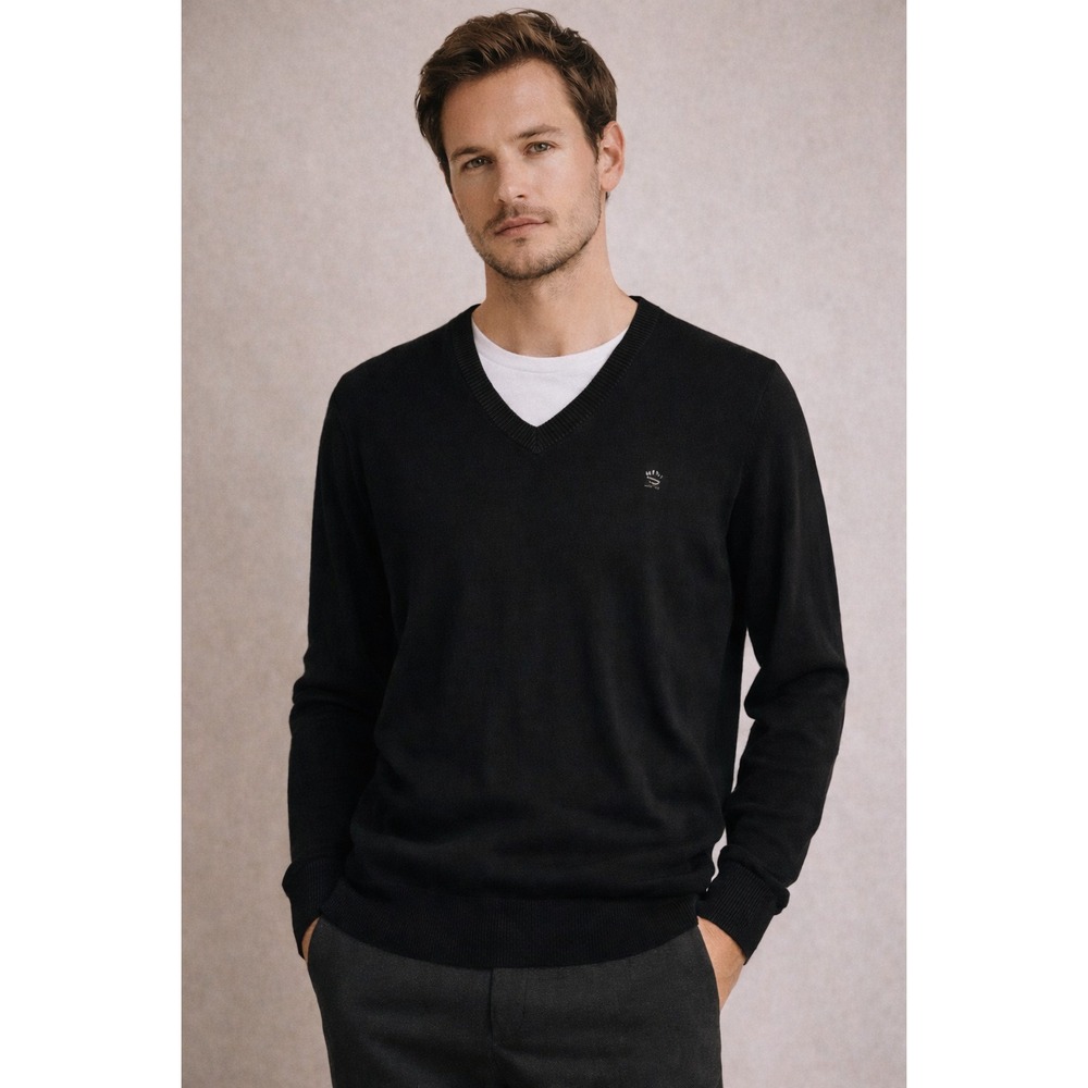 Diesel Tricot & Co Black V-Neck Knit Sweater Size XL  Minimalist Quiet Luxury